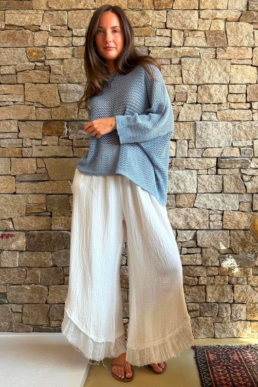 Conrad Grunge Loose Cotton Knit Lladro Blue